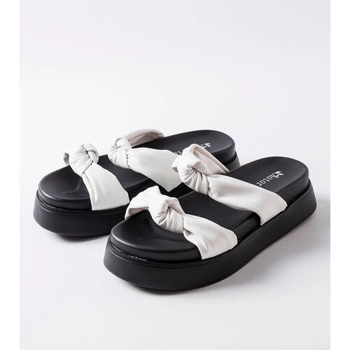 Gemre White platform slides Katelin Cene