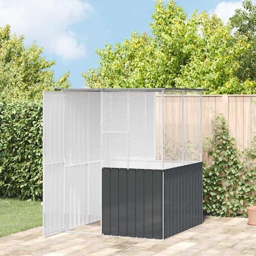 vidaXL Ptičnik Antracit 154 x 154 x 200 cm Pocinkano jeklo - - Antracit - 61.8 - 154 x 154 x 200 cm - 2025- Cene