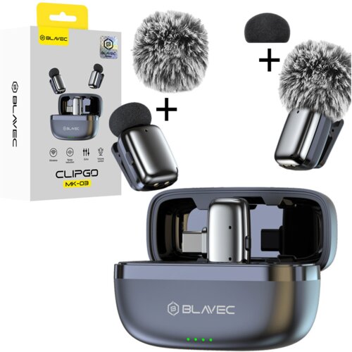 BLAVEC bežični Lavalier mikrofoni x 2 ClipGo Type-C + dodatna za&scaron;tita od vjetra - srebrni Cijene