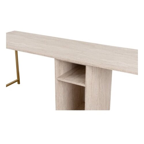 Hanah home Dupli stilski radni sto Travertine, 240 cm, Boja zlata Slike
