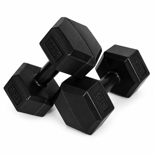MOVEPRO set heksagonalnih bučica 2 &amp;times; 4 kg &amp;ndash; utezi za vježbanje i fitness, crni Slike