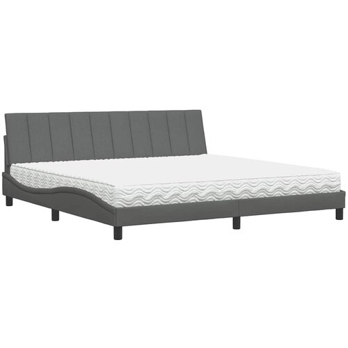 VidaXL Krevet s madracem tamnosivi 200 x 200 cm od tkanine Slike
