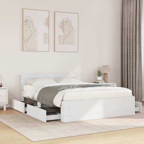 Furnova Posteljni okvir z vzglavjem bel 135x190 cm inženirski les, (21933875) Slike