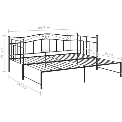 VidaXL okvir za krevet na razvlačenje crni metalni 90 x 200 cm Slike