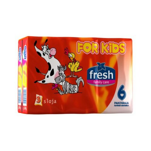 Fresh for kids papirne maramice 6 pakovanja Slike