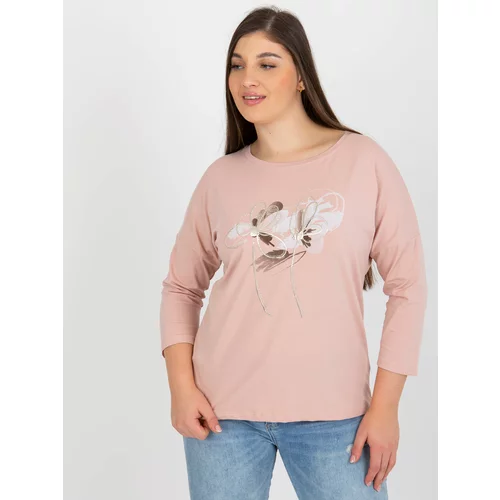 Fashion Hunters Light pink blouse plus size with glossy print