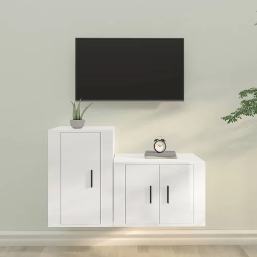  2-dijelni set TV ormarića sjajni bijeli drveni