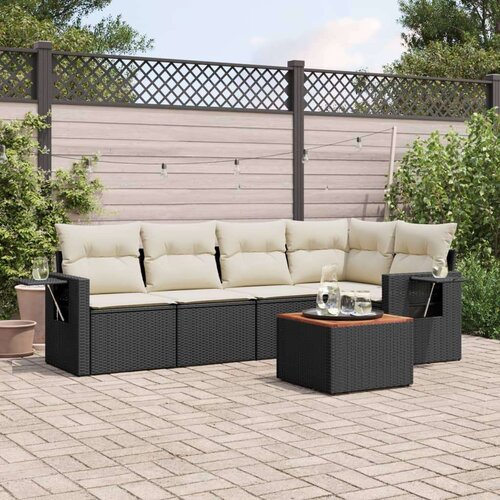 vidaXL 6-dijelni set vrtnih sofa s jastucima crni od poliratana Cijene