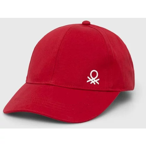 United Colors Of Benetton Otroška bombažna bejzbolska kapa rdeča barva