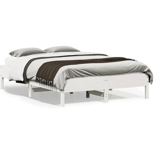 VidaXL Okvir za krevet bijela 140x190 cm od masivnog drva Slike
