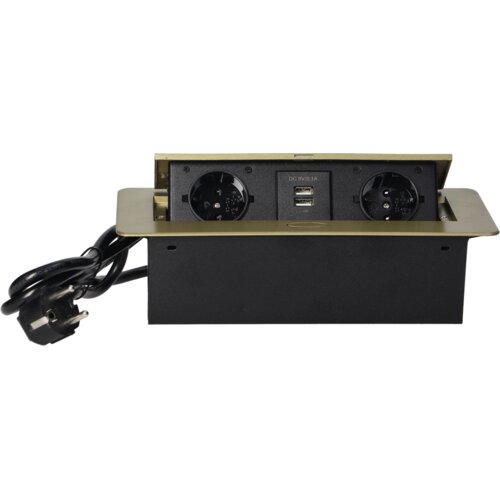 Orno Produžni kabel sa 2 x Schuko utičnice + 2 x USB, ugradbena - OR-AE-13126(GS)/BR Slike