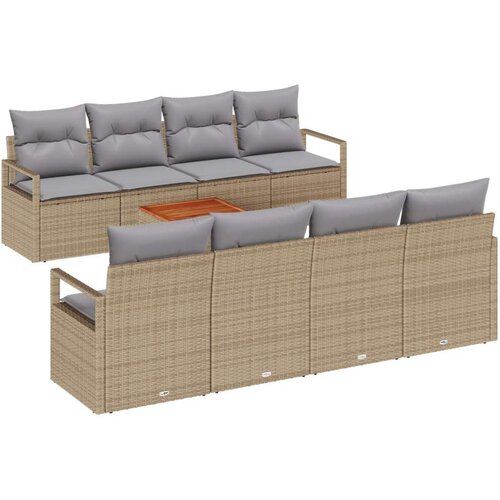  Set od 9 dijelova za vrt s jastučićima Bež poli ratan akacija  Dvosjed za vrt s jastučićima Bež poli ratan Cijene