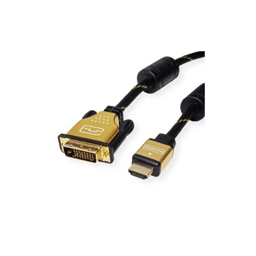 Roline DVI / HDMI priključni kabel DVI-D 24+1-polni utikač, HDMI A utikač 10.00 m crna, zlatna 11.04.5895 sa zaštitom, m Cijene