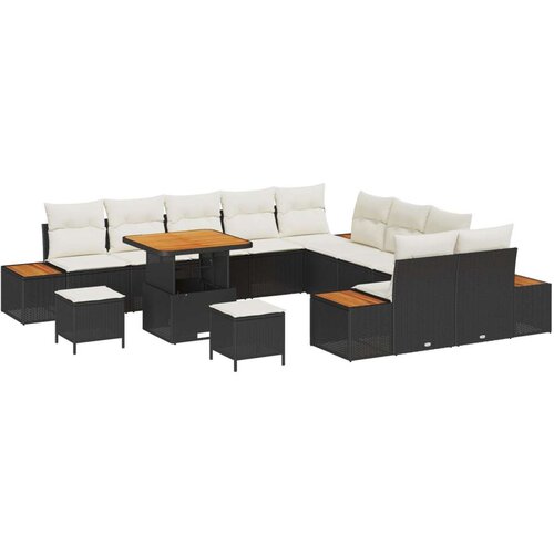  Set vrtne sofe od 13 dijelova s jastučićima Crna Poli Ratan Akacija  Set vrtne blagovaonice od 3 dijela s jastučićima Crna Poli Cijene