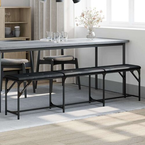  Blagovaonska klupa crna 186 x 32 x 45 cm čelik i umjetna koža Cijene