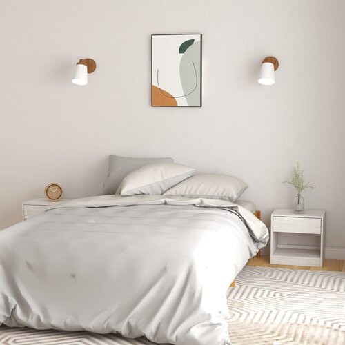 VidaXL noćni ormarići 2 kom bijeli 40 x 31 x 40 cm od masivne borovine Slike