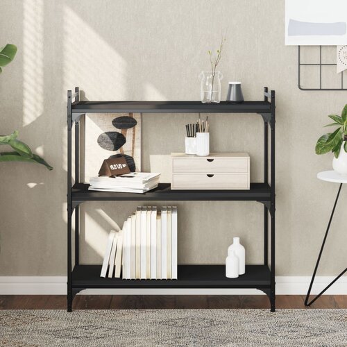  Regal za knjige s 3 razine crni 80x30x86 cm konstruirano drvo Cijene