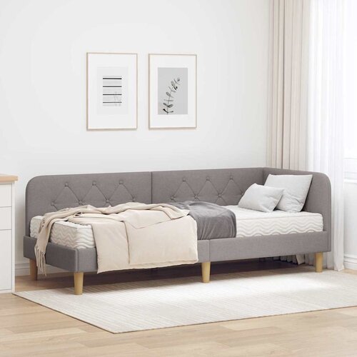 vidaXL Kotna postelja z vzmetnico z vzglavjem Taupe 80 x 200 cm blago Cene