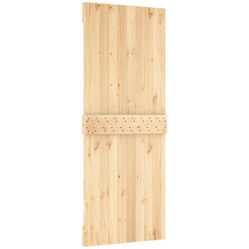  Klizna vrata Prirodna i crna 80 x 210 cm Čvrsta borovina Smeđa 200 x 5.5 x 210 cm Slike