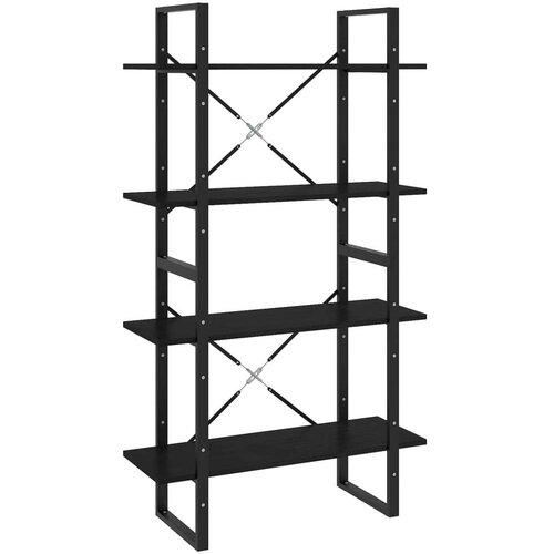 VidaXL Knjižna omara 4-nadstropna črna 80x30x140 cm trdna borovina Slike