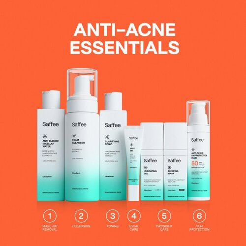 Saffee ClearDerm Anti-shine UV Protection Fluid SPF 50 za&amp;scaron;titni fluid za masno lice sklono aknama SPF 50 50 ml Slike
