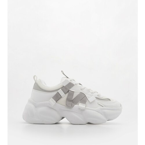 Marjin Women's Sneaker Thick Sole Lace Up Casual Sports Shoes Yoven White Slike