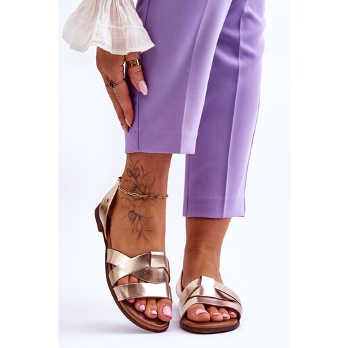 Kesi Comfortable leather sandals gold Kayla Cene