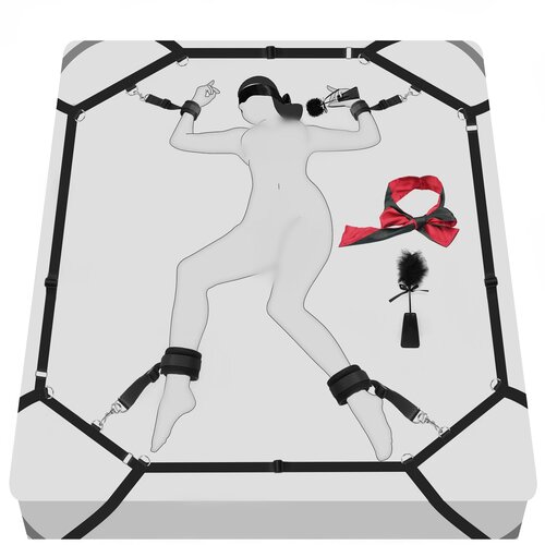 SuperLove Bed Bondage Restraints Set Black Slike
