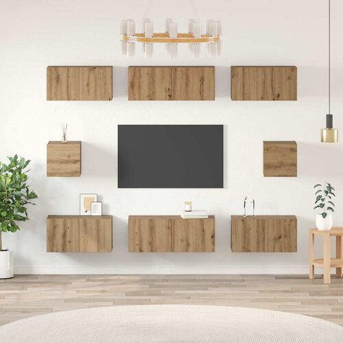 vidaXL Set TV stalka s policom Zidne Ostalo s pohranom 8 pcs hrast artisan Cene