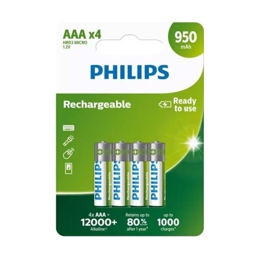  BATERIJA PHILIPS AAA 1.2V 950mAh punjive 4 kom Slike