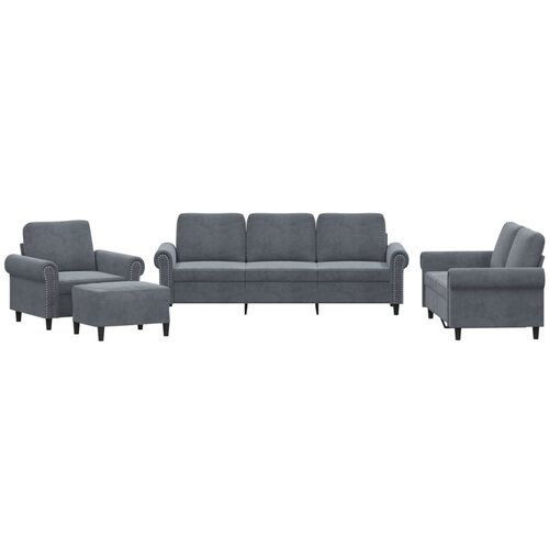 VidaXL 4-dijelni set sofa s jastucima tamnosivi bar&amp;scaron;unasti Slike