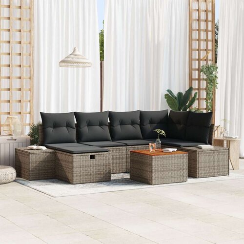  Vrtna sofa set Set od 7 Siva Poliratan Vanjska sofa Pravokutna Cijene