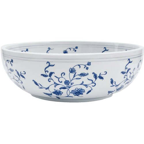 Maison Chic Umivalnik - Kopalna umivalnik - Lavabo Nadpultni bel in moder okrogel &Phi;41x14 cm keramika, (21684670) Cene