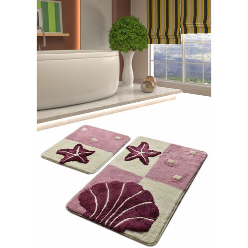 deniz yildizi - lilac multicolor acrylic bathmat set (2 pieces) Slike