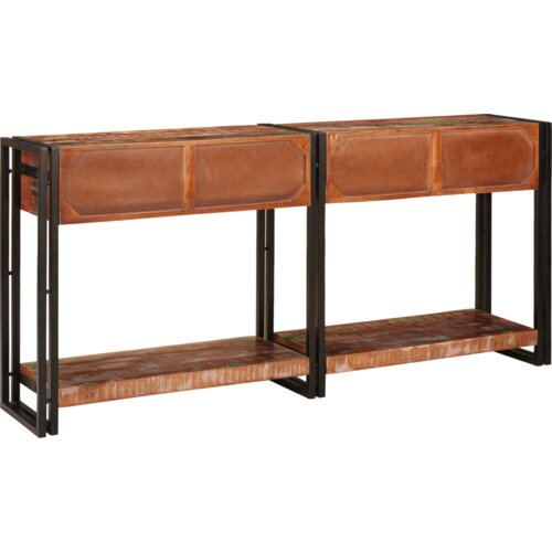 VidaXL Konzolni stolovi Set od 2 s ladicama, Vi&amp;scaron;ebojno čvrsto obnovljeno drvo, konzolni stol s ladicama 160x33x75 cm Čvrsto obnovljeno drvo Slike