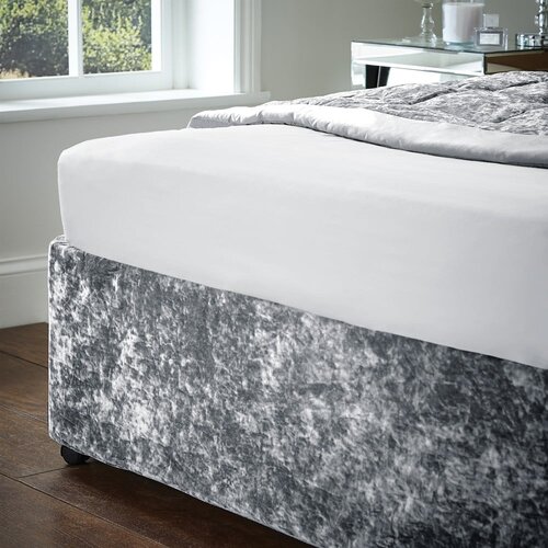 Catherine Lansfield Siva napenjalna žametna prevleka za okvir postelje 152x198 cm Crushed Velvet – Cene