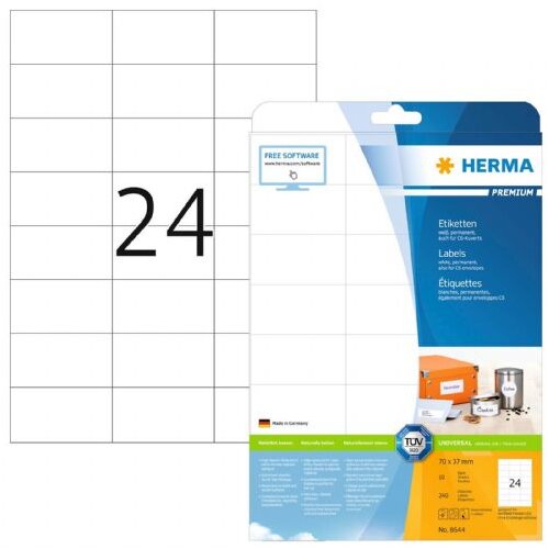 Herma Labels 70x37 white 10 Sheets DIN A4 240 pcs. 8644 Cijene
