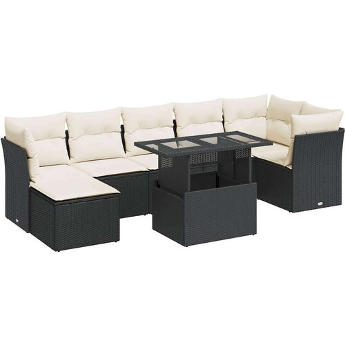 VidaXL 8-dijelni set vrtnih sofa od poliratana s jastucima crni Slike