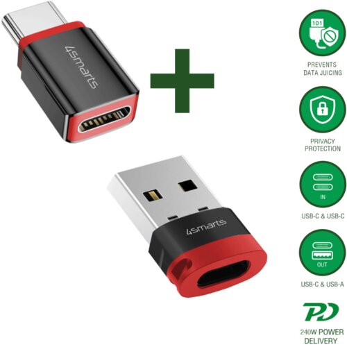 4SMARTS USB Data Blocker &amp;ndash; za&amp;scaron;čita pred krajo podatkov (USB-C / USB-C + USB-C / USB-A) Slike