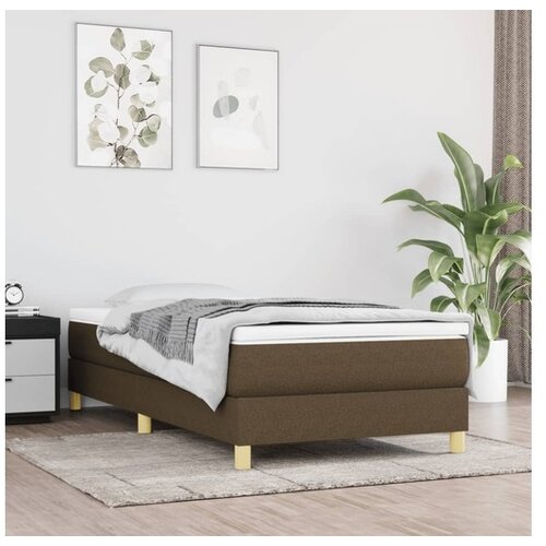 VidaXL Krevet s oprugama i madracem tamnosmeđi 90 x 190 cm od tkanine Slike