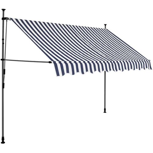  Tenda na ručno uvlačenje s LED svjetlima 300 cm plavo-bijela Slike