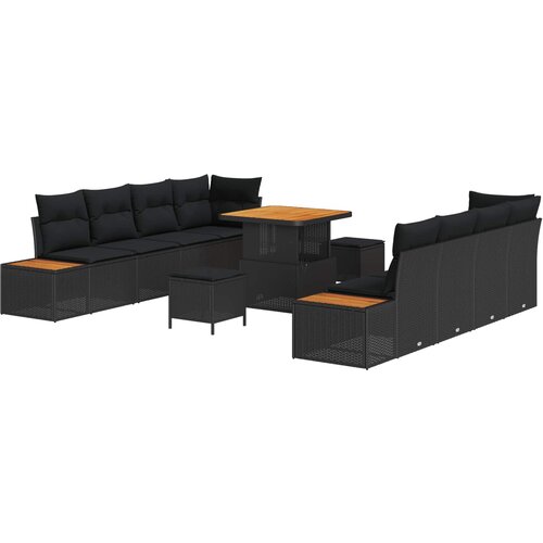  Sjedeća garnitura za vrt 11 kom. 10-Broj sjedala Crna 80 x 80 x 71 cm Slike