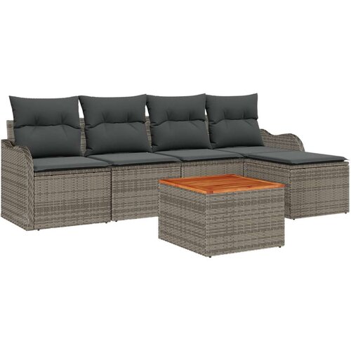  Set vrtnog kauča s jastučićima sivi poli ratan akacija dvosed sa skladi&amp;scaron;tem i jastučićima sivi poli ratan Slike