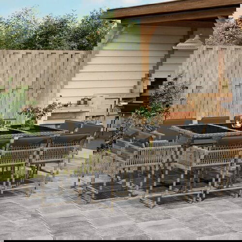VidaXL 11-dijelni vrtni blagovaonski set s jastucima poliratan sivi Slike