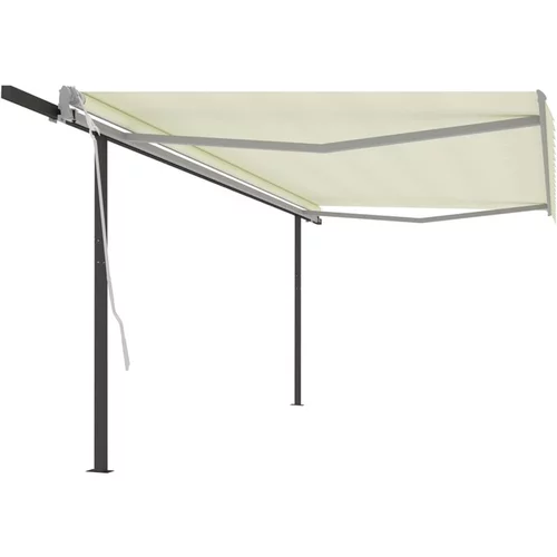  Ročno zložljiva tenda s stebrički 5x3,5 m krem