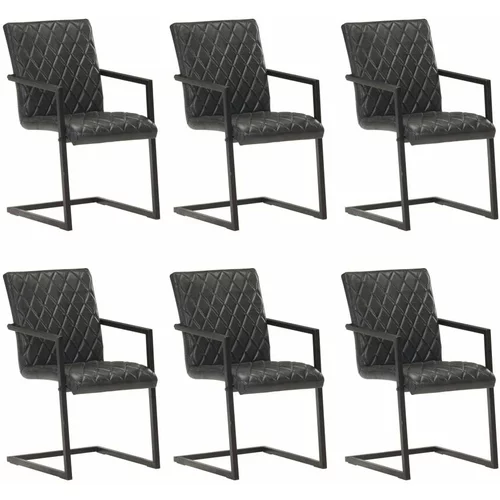  Konzolne blagovaonske stolice od prave kože 6 kom crne