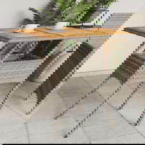 vidaXL Vrtna miza z leseno akacijevo ploščo siva 80x80x75 cm PE ratan Cene