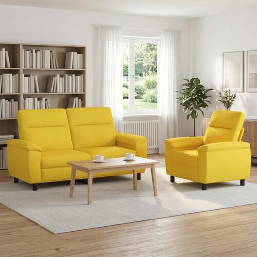  Set sofe 2 pcs Svijetlo žuta Tkanina - Svjetložuta Jednostruka + Dvostruka (140 cm) Cijene