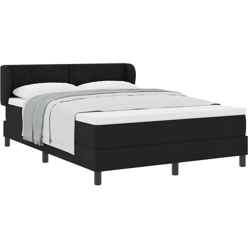VidaXL Box Spring Krevet s Madracem Crni 140x190 cm Tkanina Slike