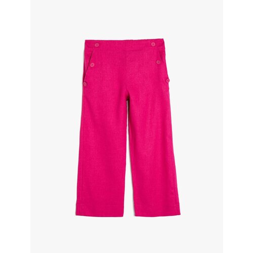 Koton Linen Trousers Wide Leg Button Detailed Pockets Slike